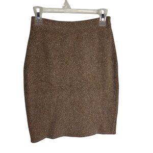 Vintage speckled beige taupe Silk nylon & Angora Rabbit fur bodycon mini skirt S